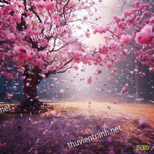 Tranh dán tường hoa anh đào-JP-494 - Tranh tường chất lượng cao